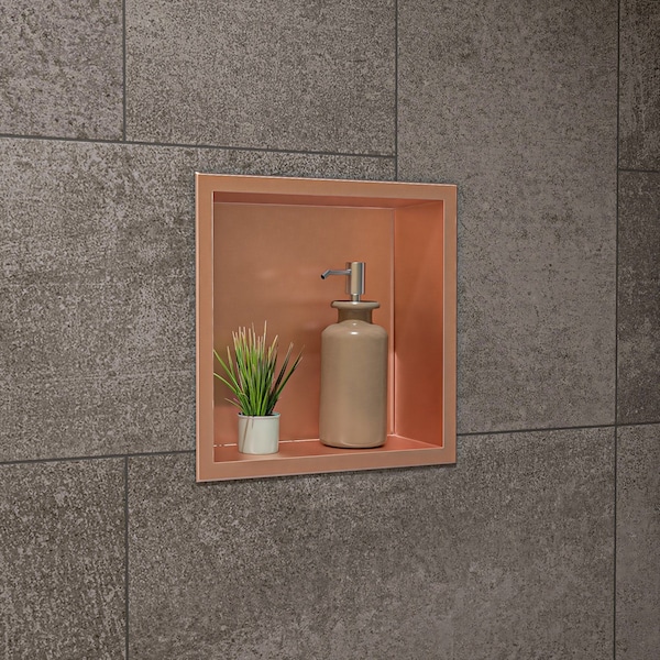 Alfi Brand 12" x 12" Brushed Copper PVD Stainless Steel Square Single Shelf Shower Niche ABNP1212-BC - main